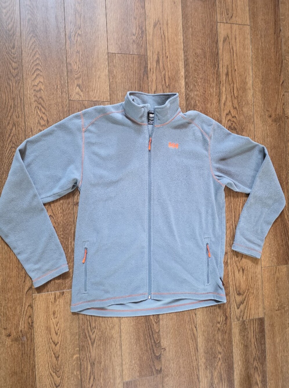 Helly Hansen Light Grey Full-Zip Fleece Jacket with Orange Accents